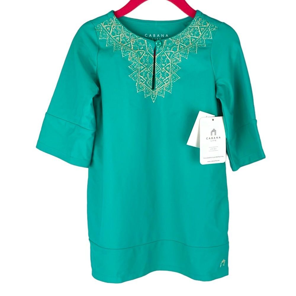 NWT Cabana Life girls turquoise embroidered coverups tunic size 2T